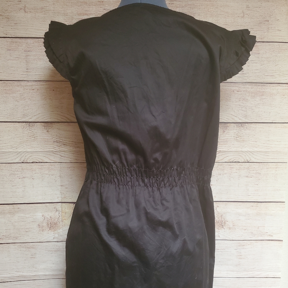 Little Black Dress Skater Mini Dress Plain Ruffle Elastic Waist - Picture 4 of 6